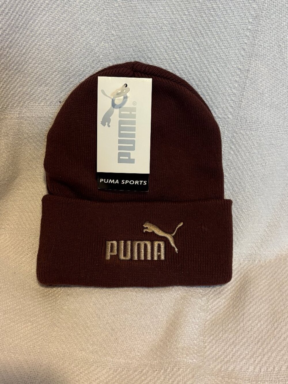 Vintage Puma Sports Beanie NWT Brown 90s Y2K Deadstock One Size